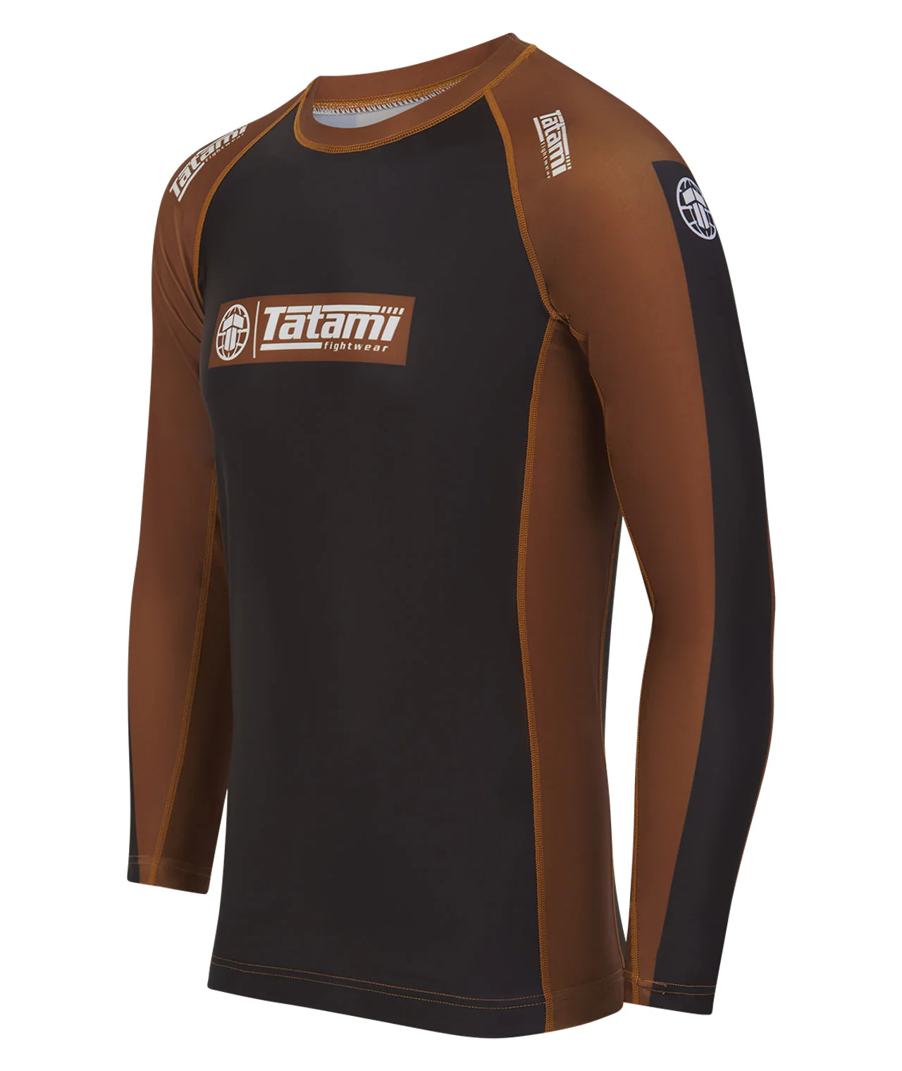 IBJJF Ranked Long Sleeve Rash Guard - Brown - Image 2
