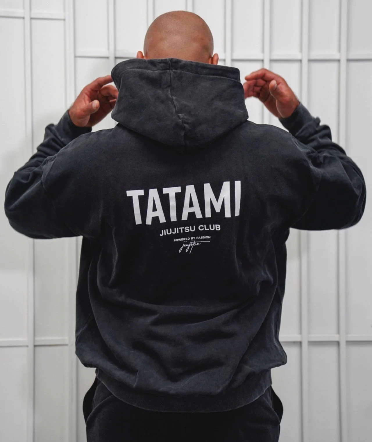 JJ Club Oversized Stonewashed Cotton Hoodie - Grey - Image 2