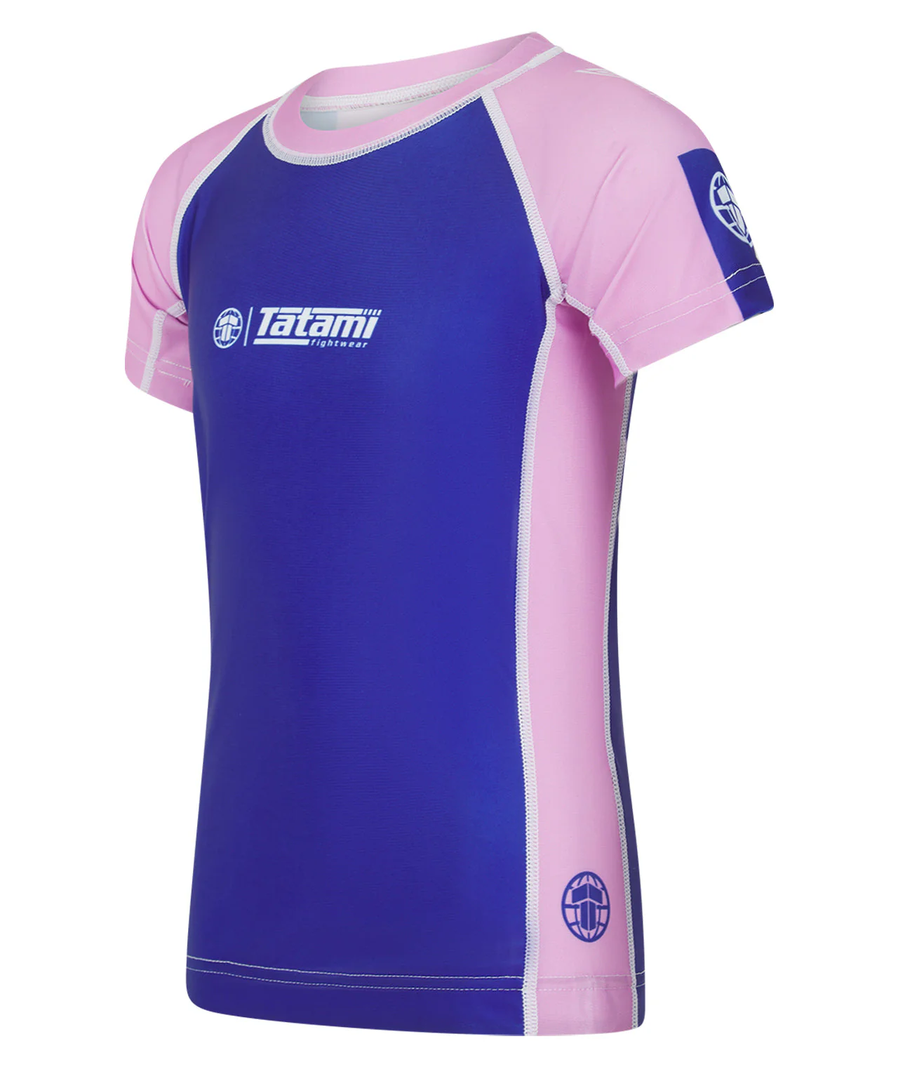 Kids Contrast Short Sleeve Rash Guard - Navy & Pink - Image 2