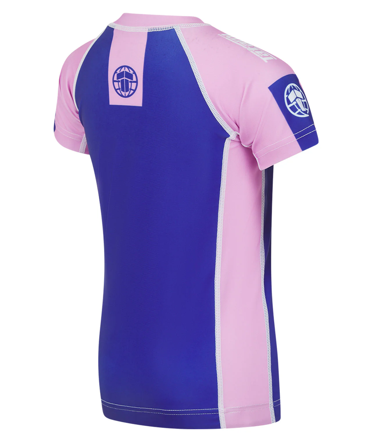 Kids Contrast Short Sleeve Rash Guard - Navy & Pink - Image 4