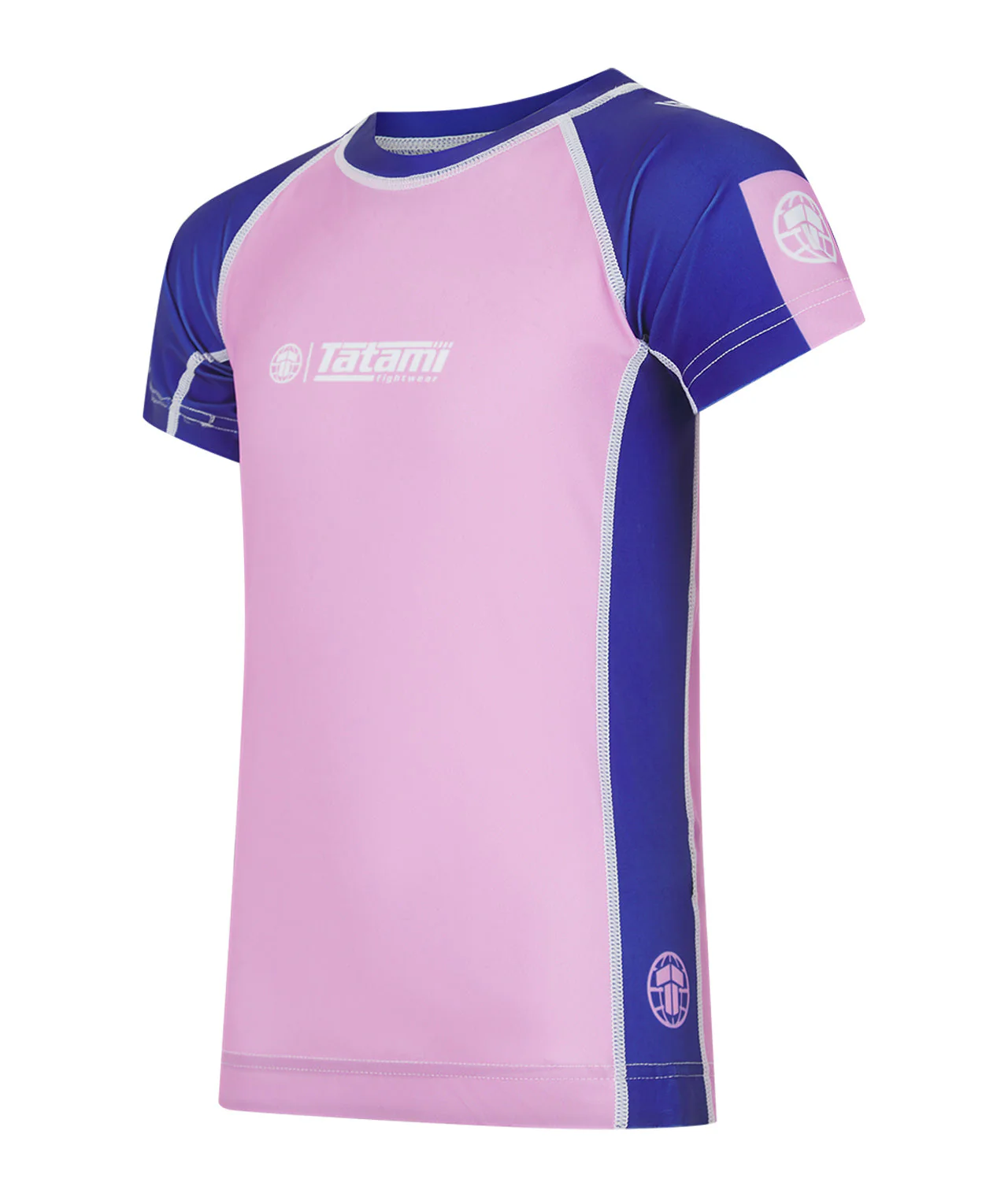 Kids Contrast Short Sleeve Rash Guard - Pink & Navy - Image 2