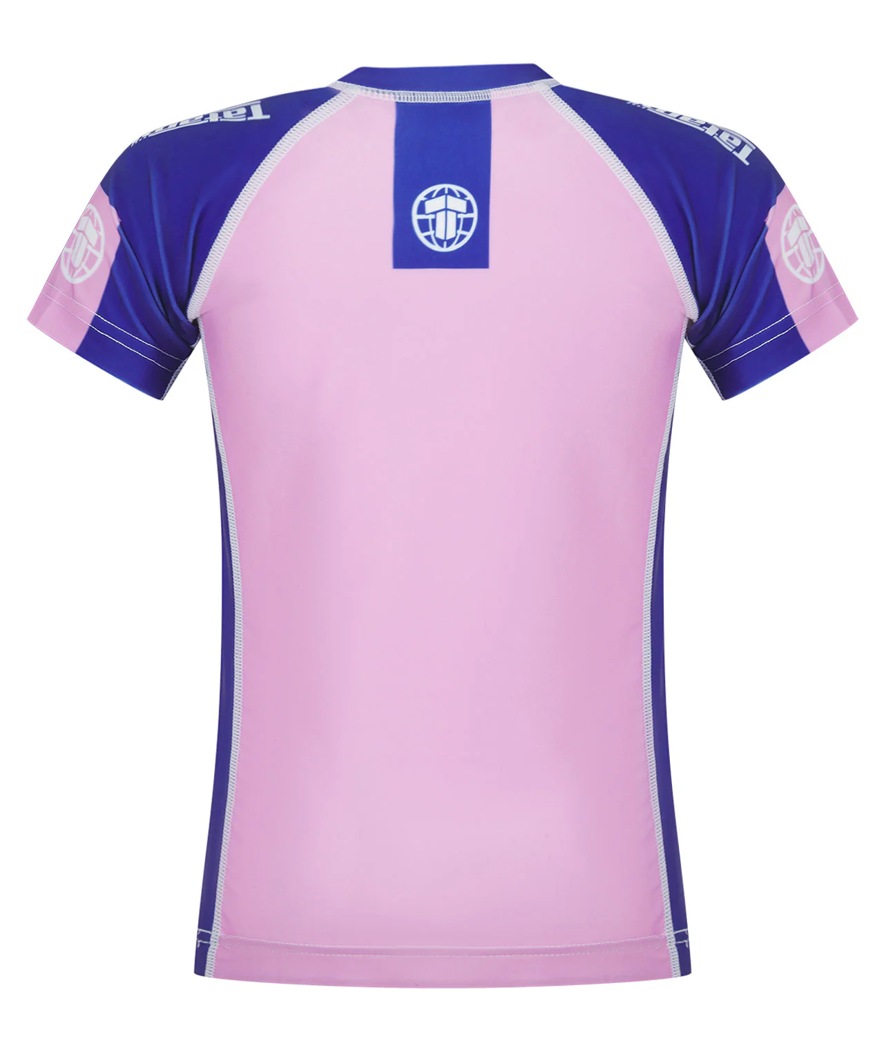 Kids Contrast Short Sleeve Rash Guard - Pink & Navy - Image 3