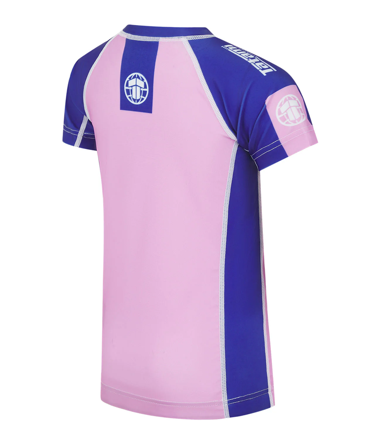 Kids Contrast Short Sleeve Rash Guard - Pink & Navy - Image 4