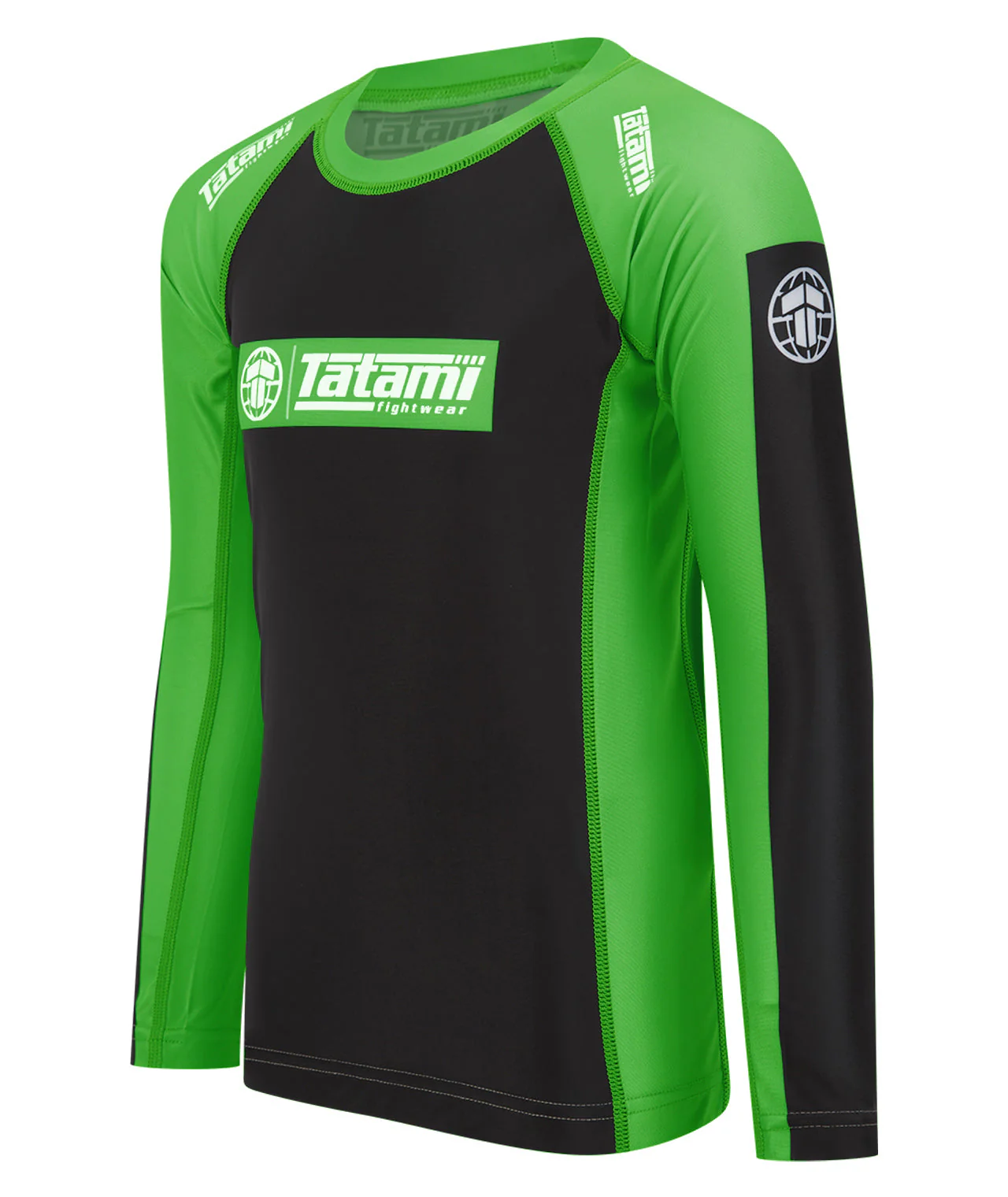 Kids IBJJF Ranked Long Sleeve Rash Guard - Green - Image 2