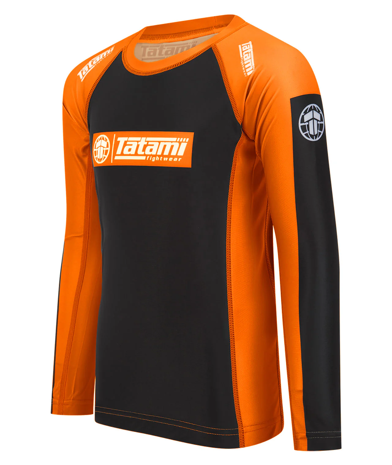 Kids IBJJF Ranked Long Sleeve Rash Guard - Orange - Image 2