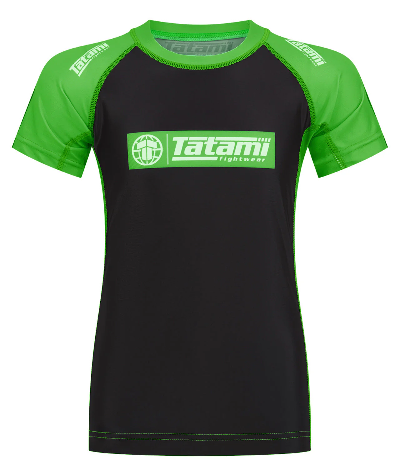 Kids IBJJF Ranked Short Sleeve Rash Guard - Green