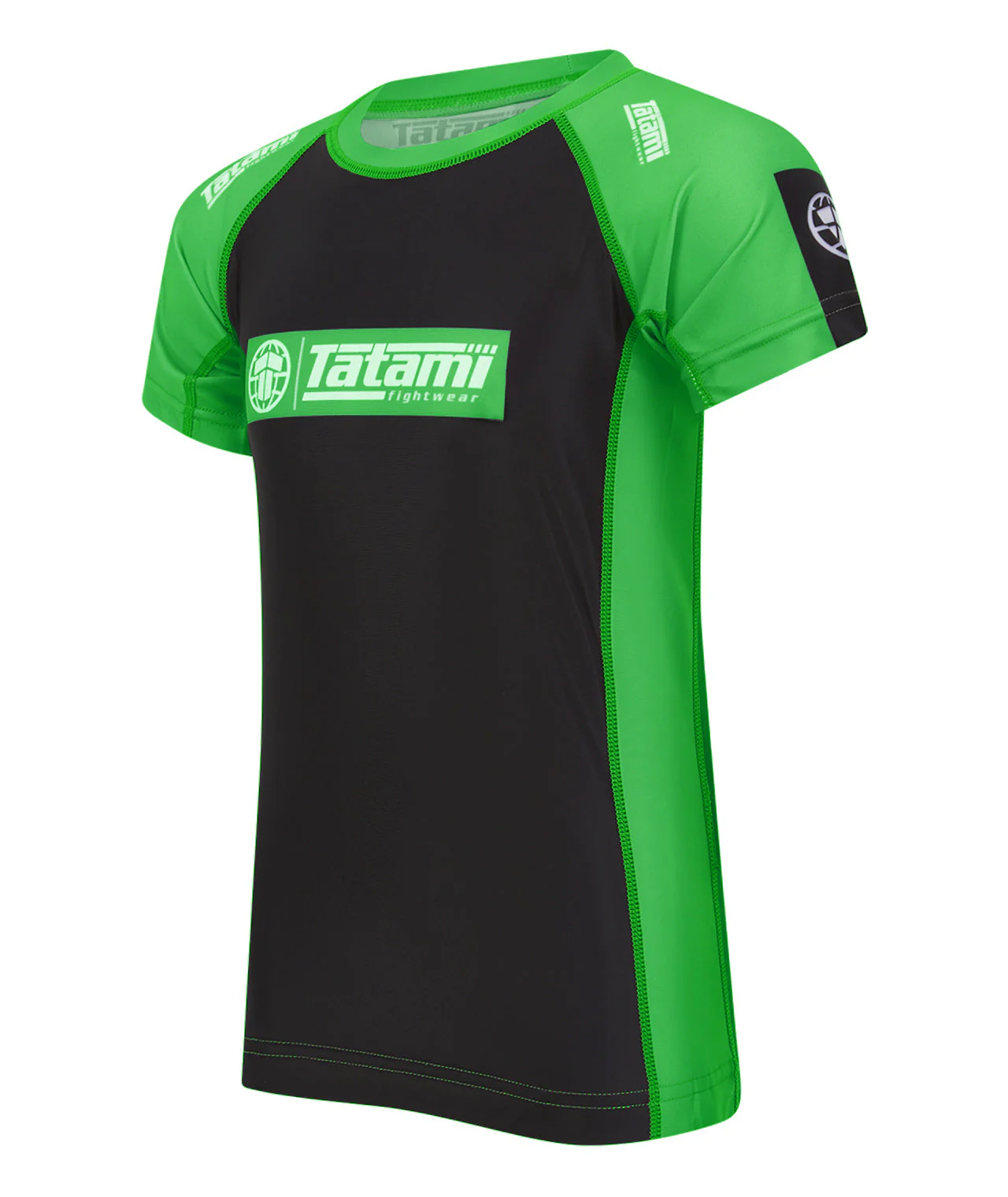 Kids IBJJF Ranked Short Sleeve Rash Guard - Green - Image 2