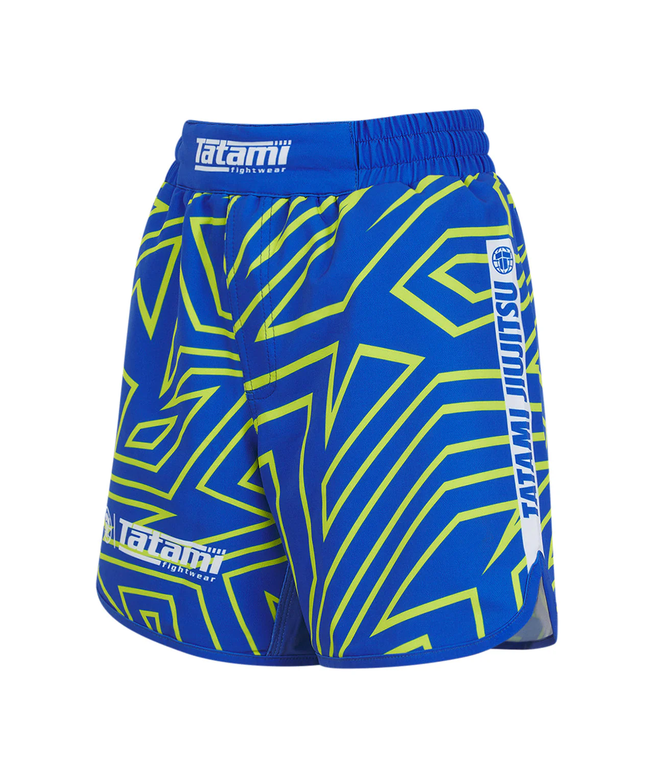 Ladies Abstract High Cut Shorts - Blue & Yellow - Image 3