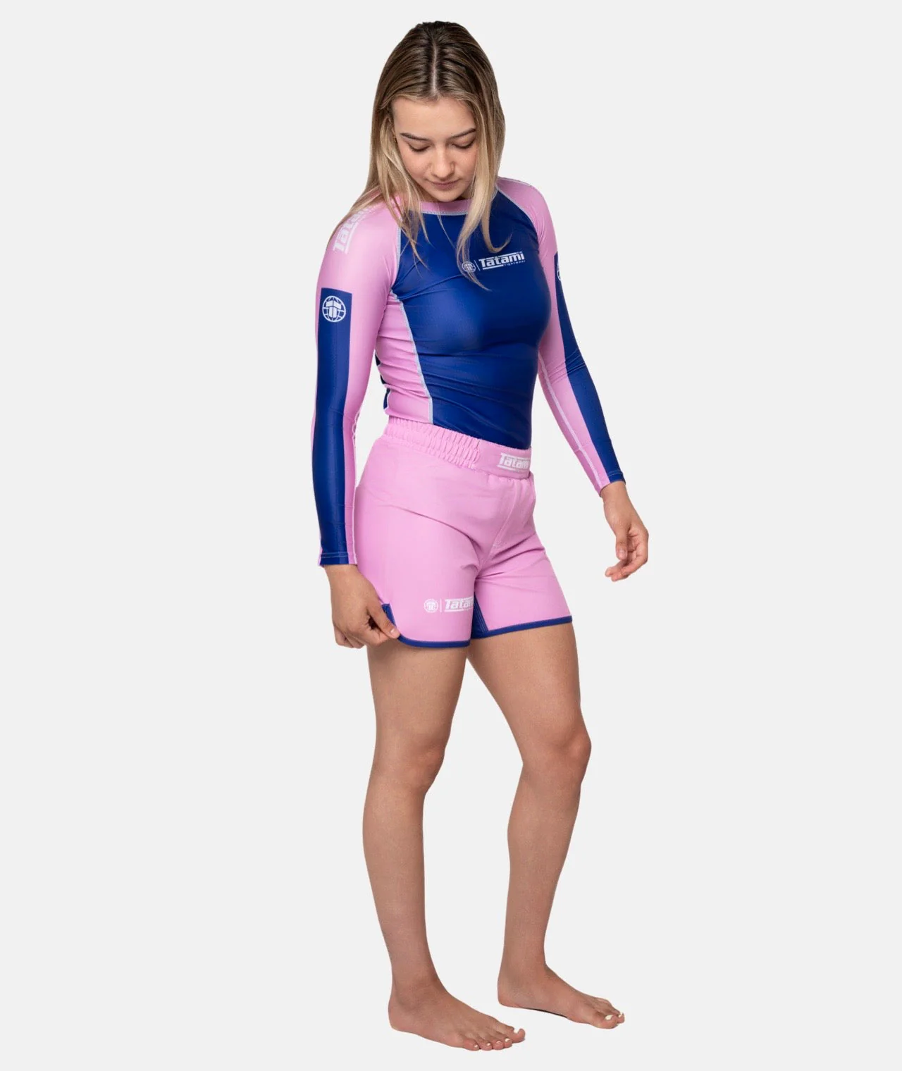 Ladies Contrast High Cut Shorts - Pink & Navy - Image 8