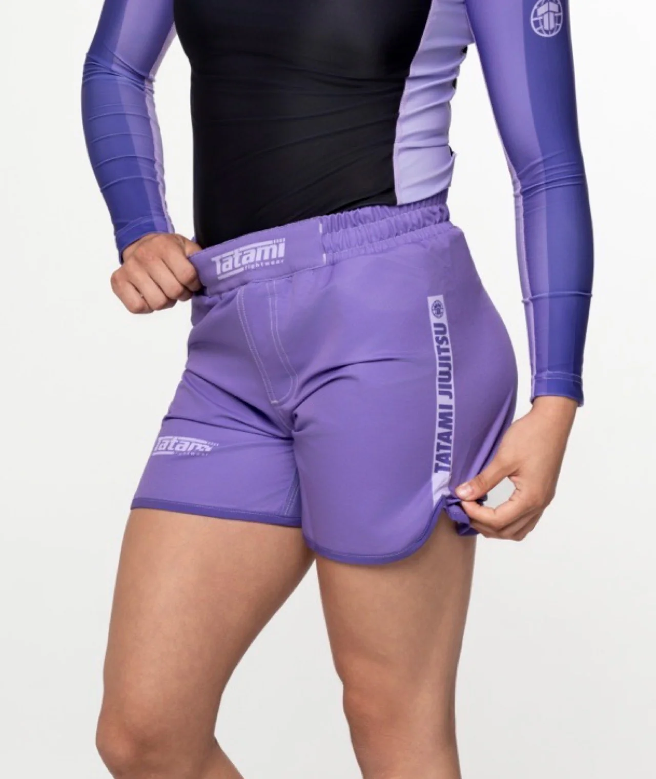 Ladies Contrast High Cut Shorts - Purple - Image 2