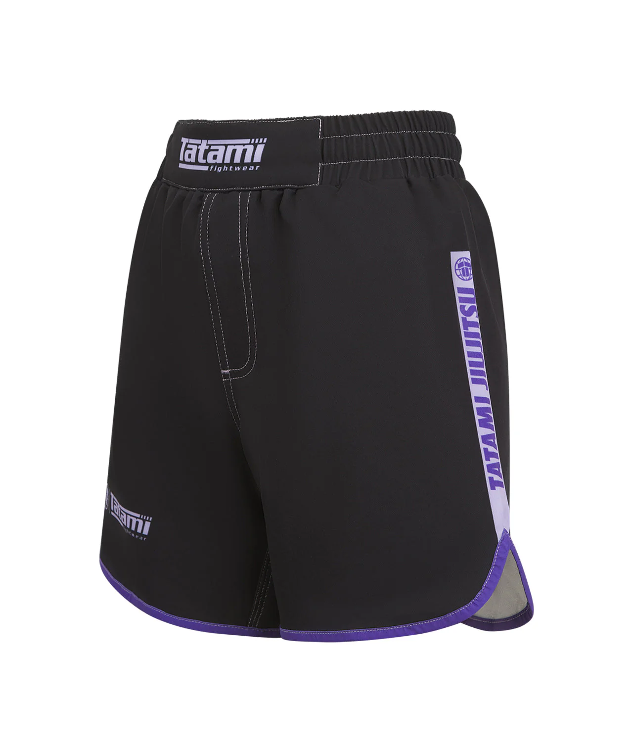 Ladies Contrast High Cut Shorts - Purple & Black - Image 3