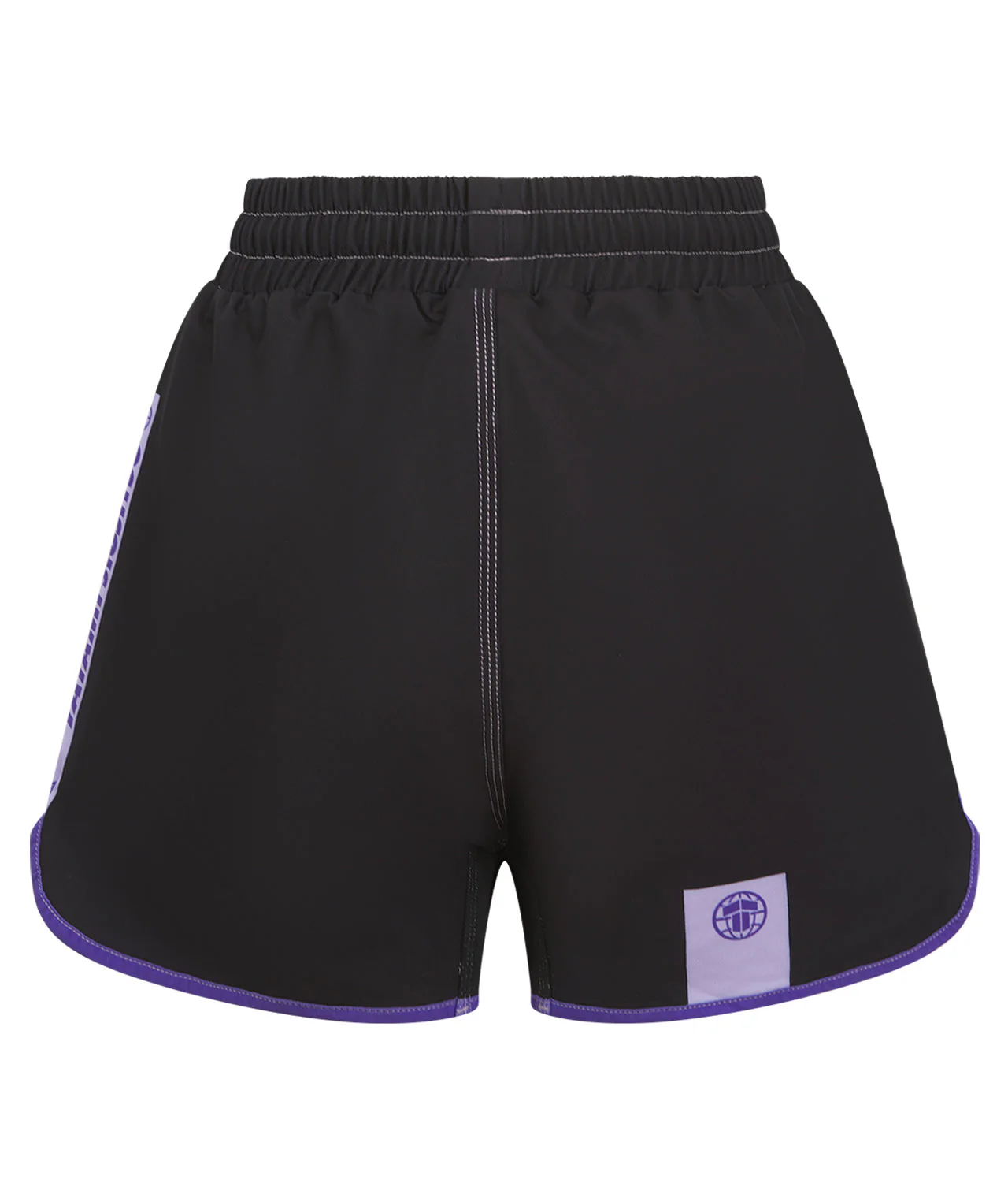 Ladies Contrast High Cut Shorts - Purple & Black - Image 4