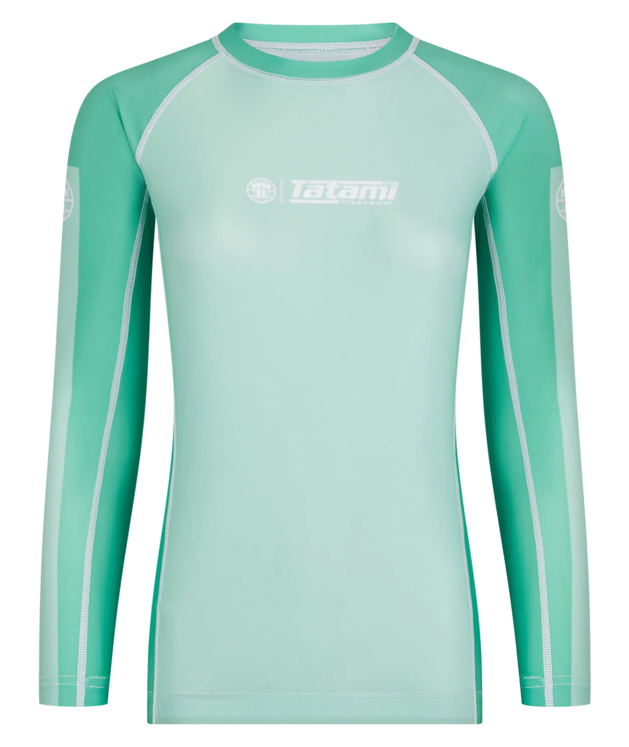 Ladies Contrast Long Sleeve Rash Guard - Mint & White