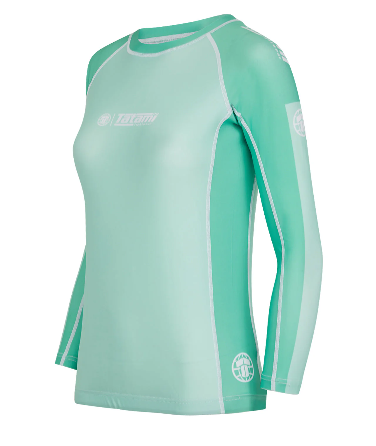 Ladies Contrast Long Sleeve Rash Guard - Mint & White - Image 3