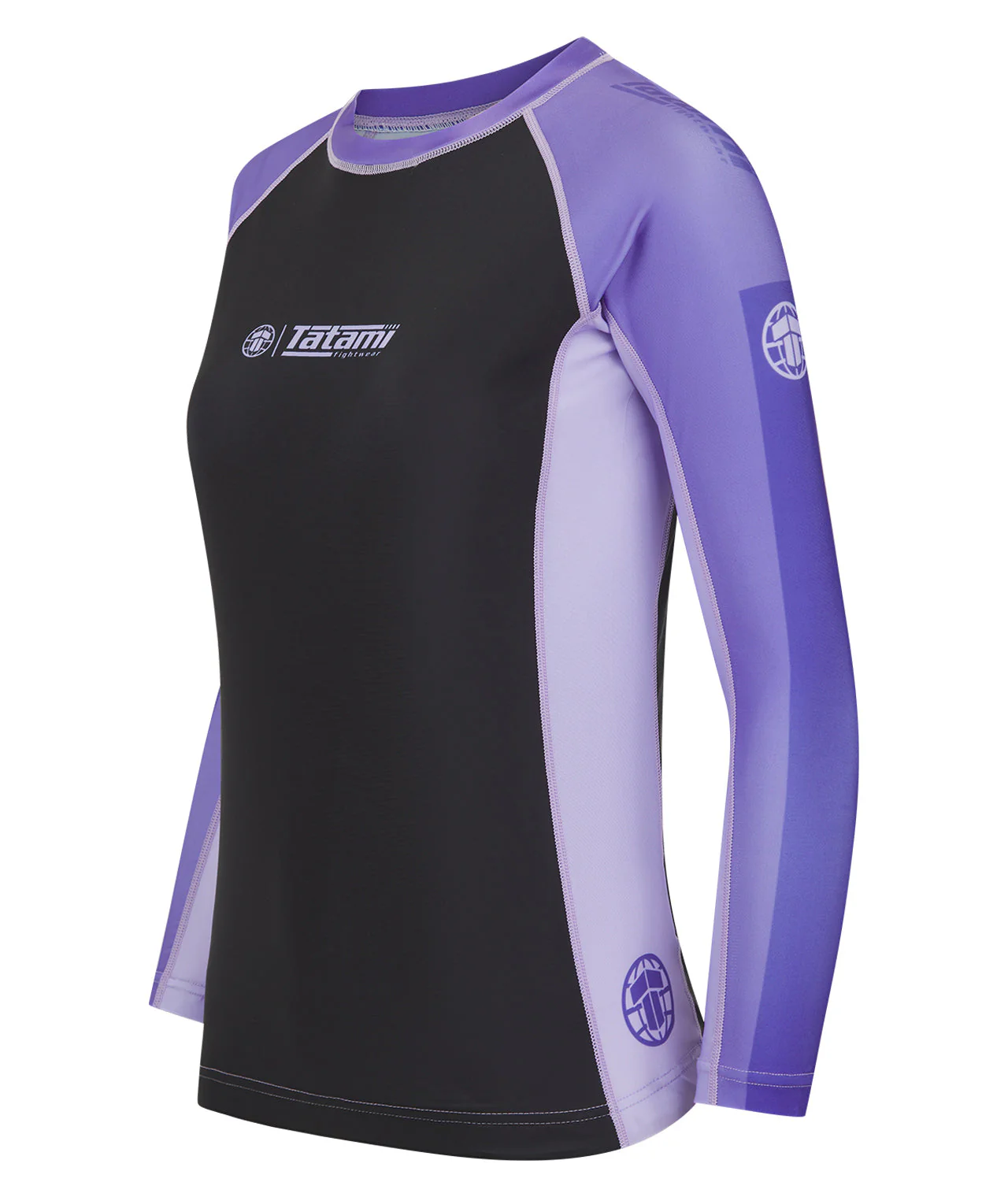 Ladies Contrast Long Sleeve Rash Guard - Purple & Black - Image 3