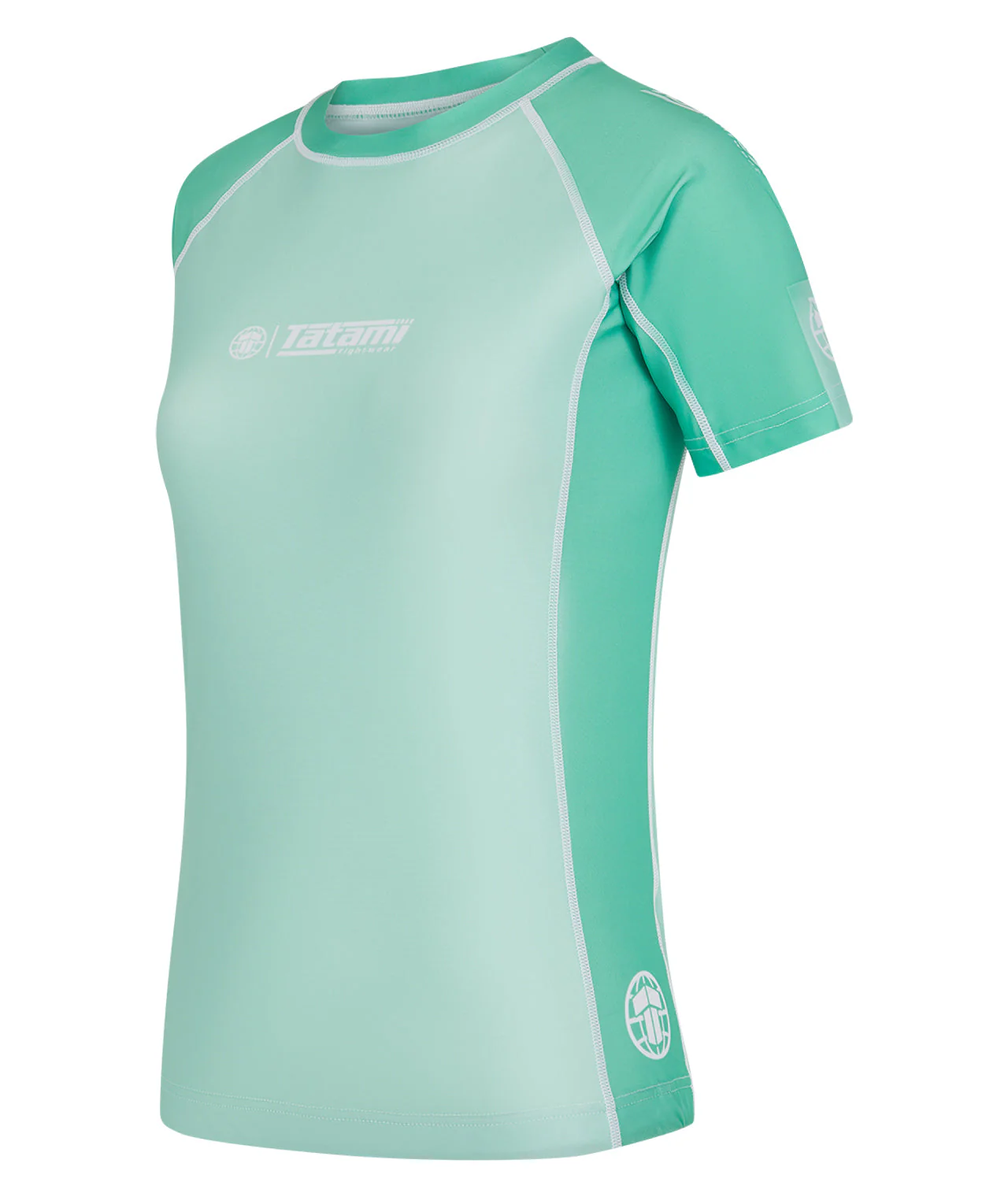 Ladies Contrast Short Sleeve Rash Guard - Mint & White - Image 3