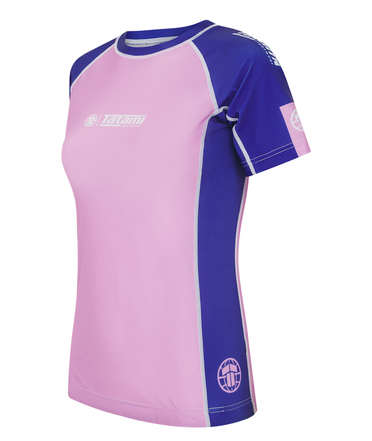 Ladies Contrast Short Sleeve Rash Guard - Pink & Navy - Image 3