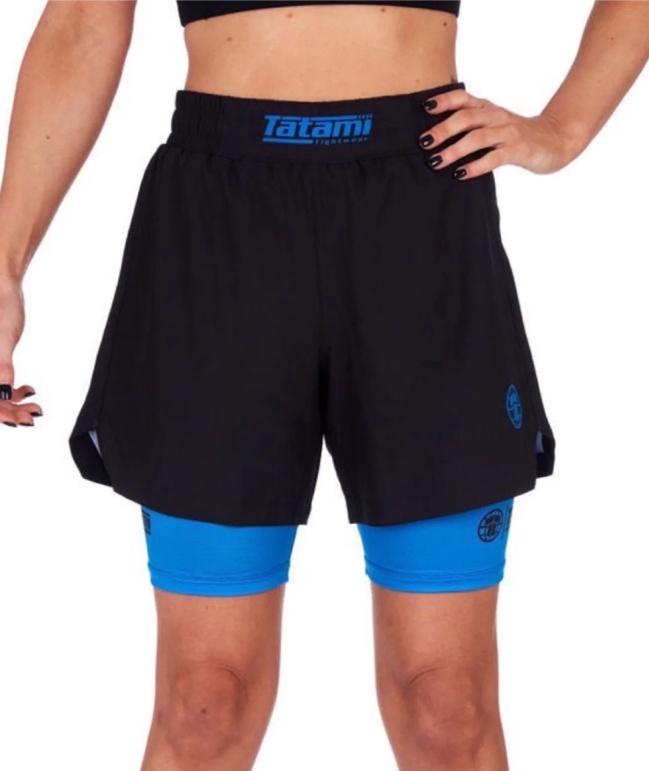 Ladies Dual Layer Grappling Shorts - Blue - Image 2