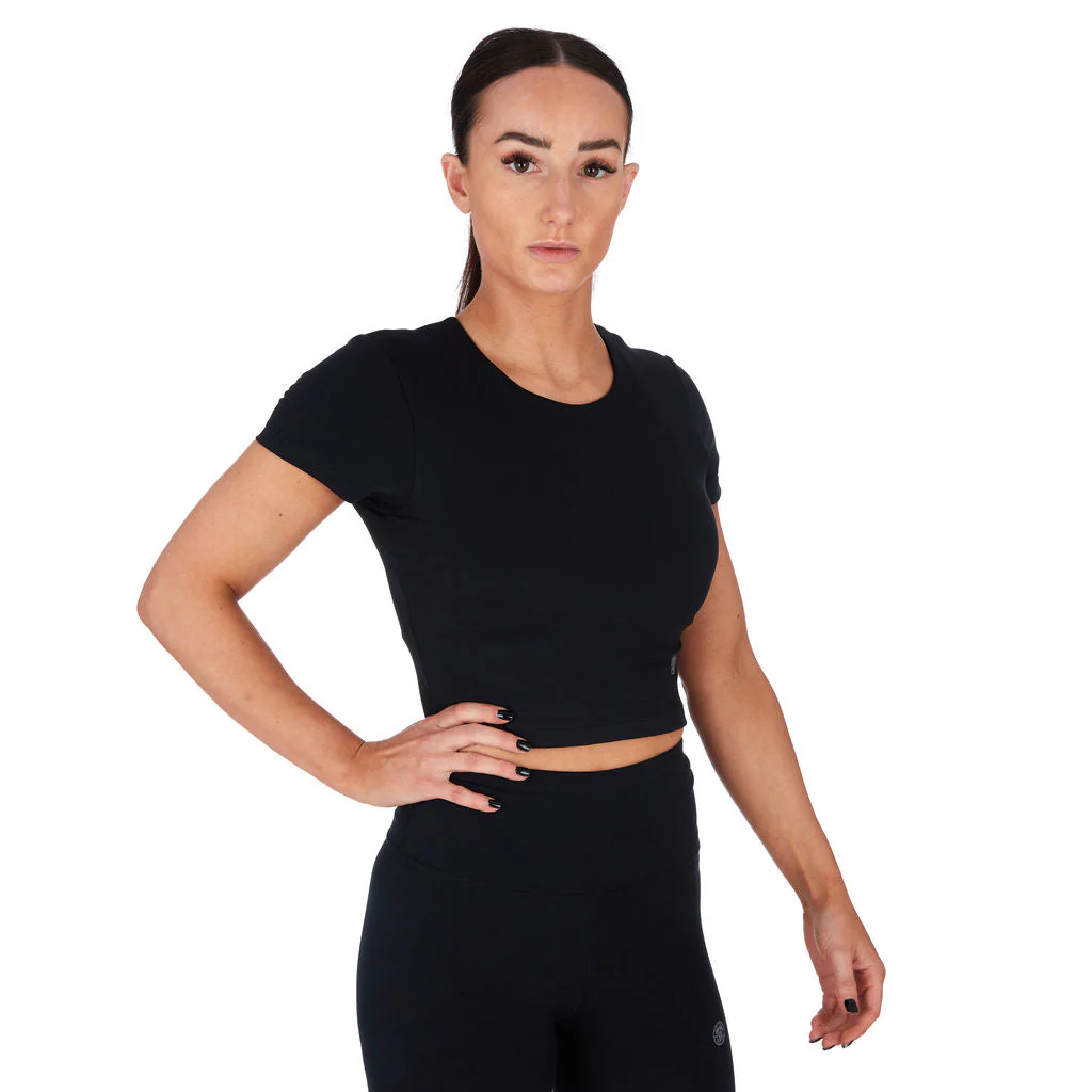Ladies Fusion Cropped Training Top - Black - Image 6