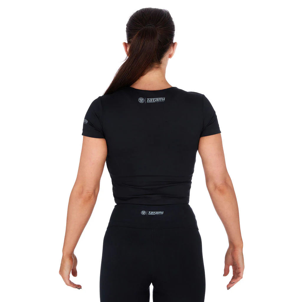 Ladies Fusion Cropped Training Top - Black - Image 7