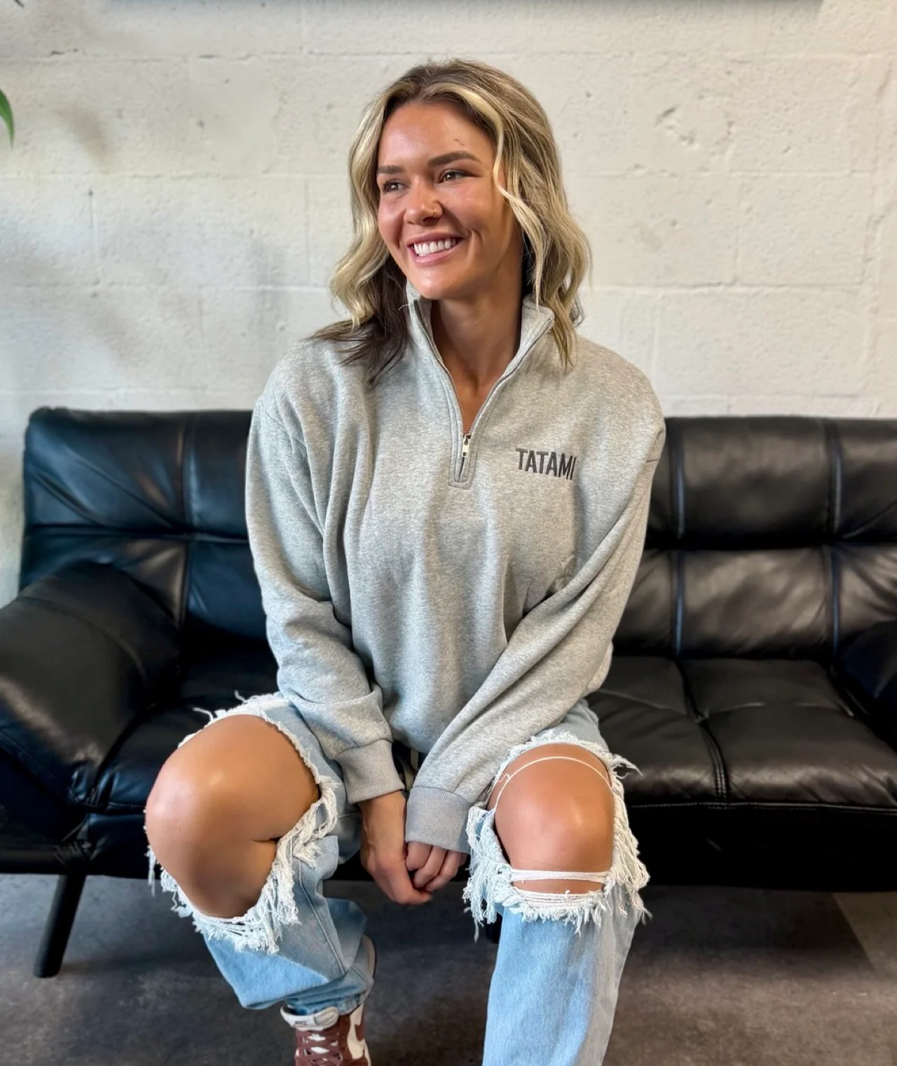Ladies Quarter Zip Jumper - Grey Marl - Image 6
