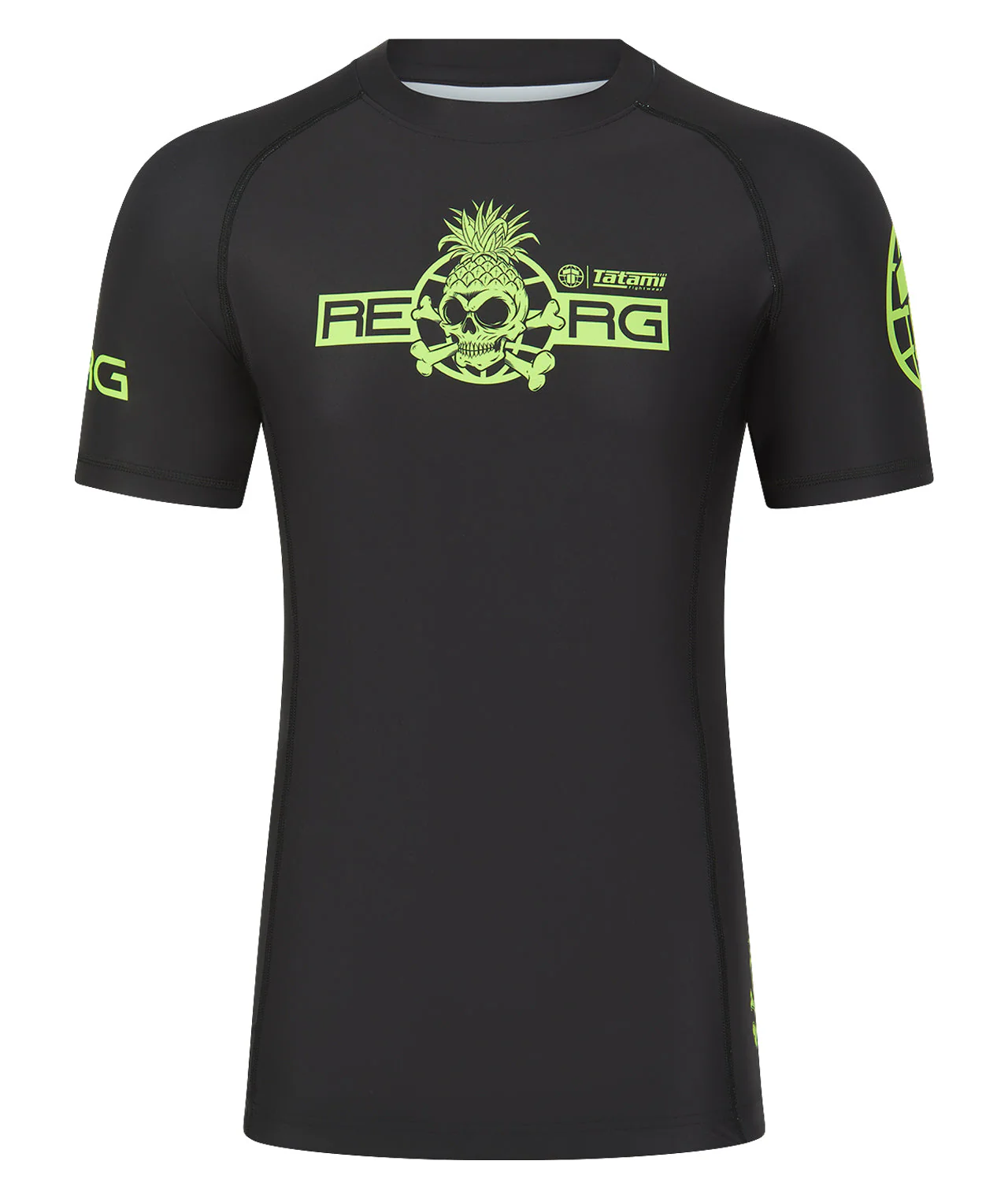Reorg The World Rash Guard - Black & Neon Green