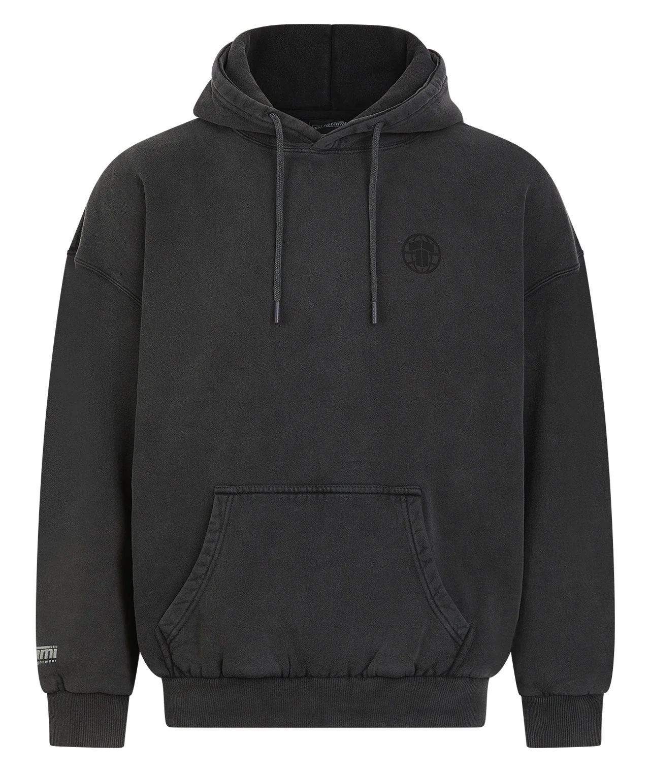 Tatami Globe Stonewashed Hoodie - Black On Grey
