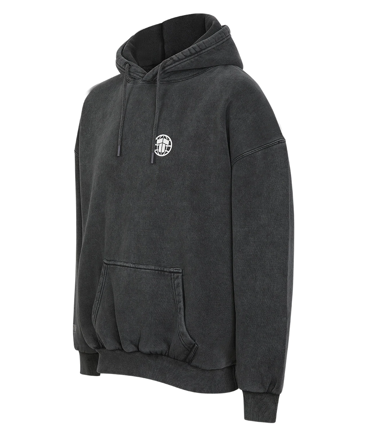 Tatami Globe Stonewashed Hoodie - White On Grey - Image 3
